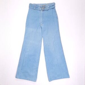 Pentimento Vintage High Waisted Wide Leg Double Belt Jeans Light Wash 13L